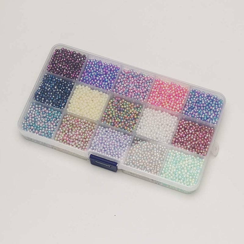 Chenkou Craft 12000pcs 2.8mm Assorted 15 Gradient Colors No Hole Round Ball Bead Scrapbooking Craft DIY Beads Decoration + Plastic Box (Gradient Colors, 2.8mm) - Image 2